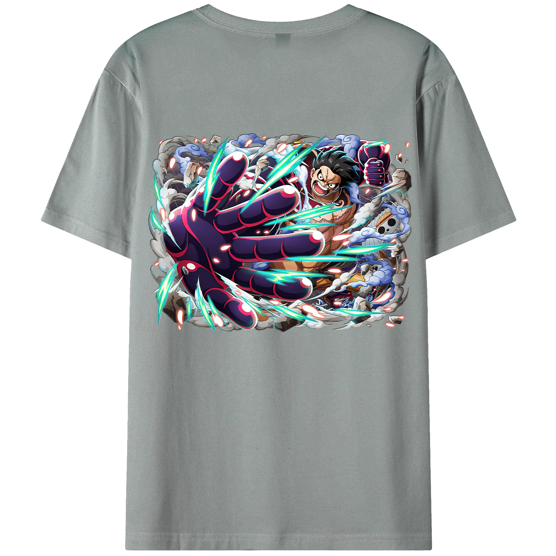 ワンピース モンキー・D・ルフィ ONE PIECE Monkey D. Luffy 綿100％ メンズ半袖Tシャツ（バックプリント） 通気性